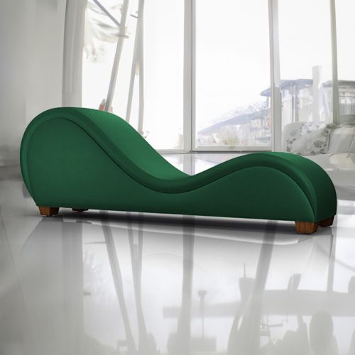 أريكة استرخاء رومانسية شيزلونغ سادة بتصميم رومانسي و فاخر مع وضعية سرير من قماش مخمل, أخضر غامق, إن هاوس