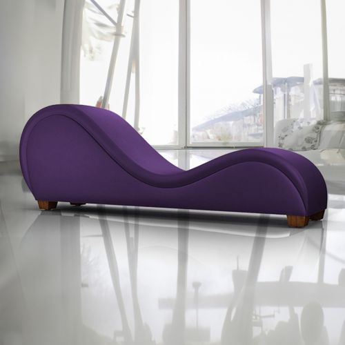 Romantic Chaise Longue Luxury And Romantic Design Sofa With Bed Mode Solid Pattern Of Velvet Fabric, Dark Purple, In House