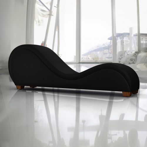 Romantic Chaise Longue Luxury And Romantic Design Sofa With Bed Mode Solid Pattern Of Velvet Fabric, Black, In House