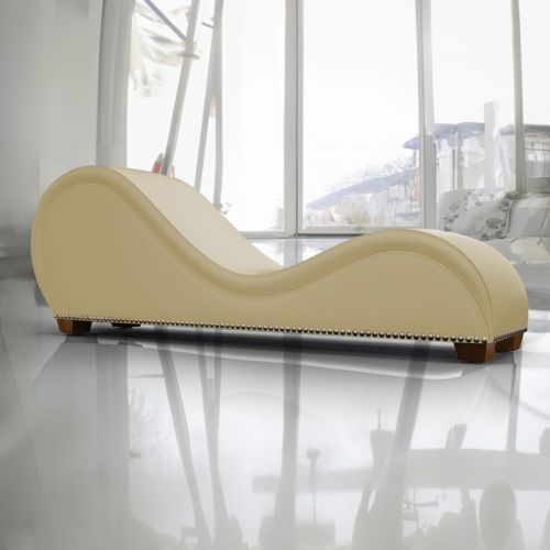 Romantic Chaise Longue Luxury And Romantic Design Sofa With Bed Mode Of Velvet Fabric With Lower Decorative Silver Buttons, Dark Ivory, In House