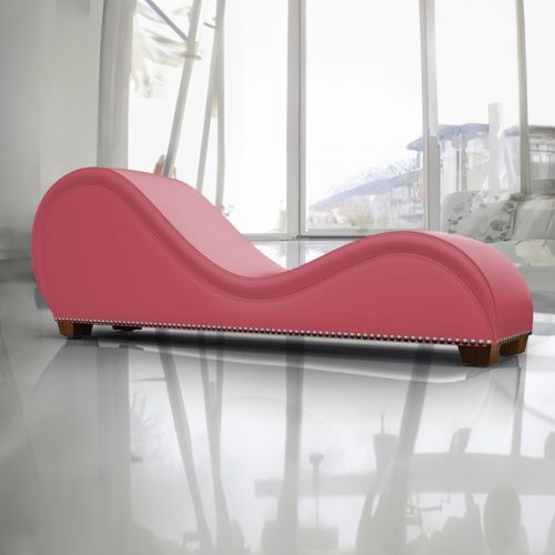 Romantic Chaise Longue Luxury And Romantic Design Sofa With Bed Mode Of Velvet Fabric With Lower Decorative Silver Buttons, Dark Pink, In House