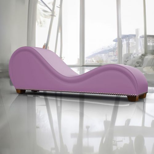 Romantic Chaise Longue Luxury And Romantic Design Sofa With Bed Mode Of Velvet Fabric With Lower Decorative Silver Buttons, Light Purple, In House