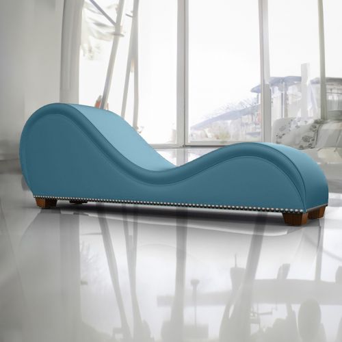 Romantic Chaise Longue Luxury And Romantic Design Sofa With Bed Mode Of Velvet Fabric With Lower Decorative Silver Buttons, Dark Turquoise, In House