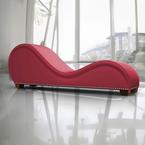 Romantic Chaise Longue Luxury And Romantic Design Sofa With Bed Mode Of Velvet Fabric With Lower Decorative Silver Buttons, Burgundy, In House