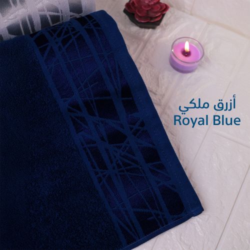 منشفة حمام فائقة الامتصاص من القطن المصري 100%, أزرق ملكي, 90×50 سم