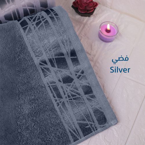 Super Absorbent Bath Towel Made of 100% Egyptian Cotton, Silver, 90x50 cm
