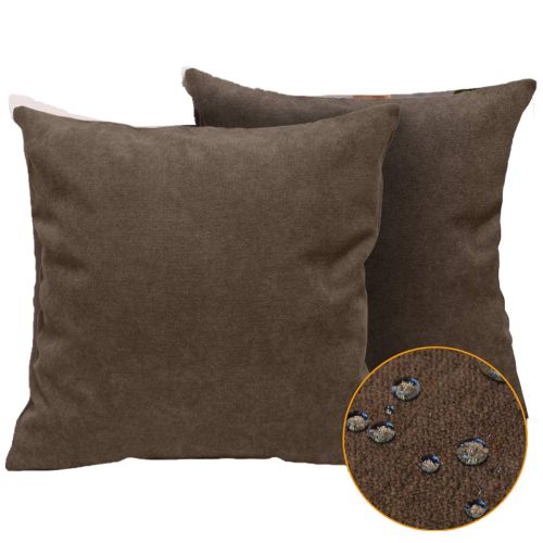 Regal In House Velvet Soft Decorative Square Throw Pillow For Sofa Set Of 2 Pieces - 60*60 Cm - Brown
