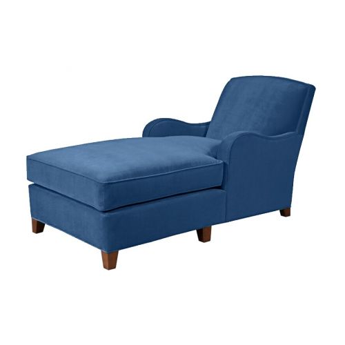 Velvet Chaise Lounge With Two Armrests And Elegant Design -Blue