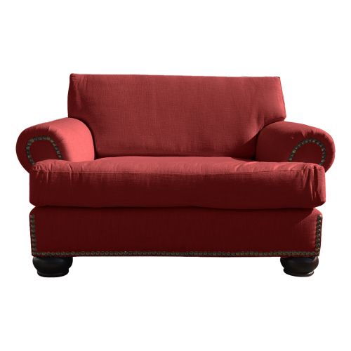 Regal In House Modern Velvet Upholstered Single Sofa - 82 Cm - أحمر 82820008-1