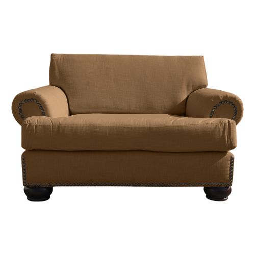 Regal In House Modern Velvet Upholstered Single Sofa - 82 Cm - بني