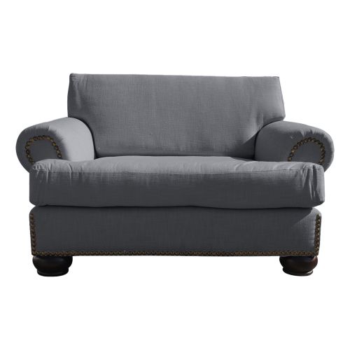 Regal In House Modern Velvet Upholstered Single Sofa - 82 Cm - رمادي