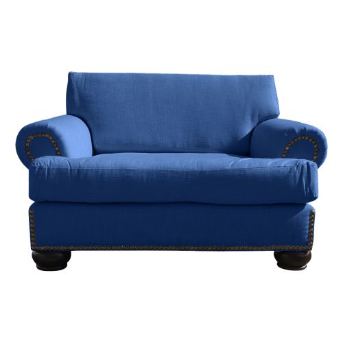 Regal In House Modern Velvet Upholstered Single Sofa - 82 Cm - أزرق داكن