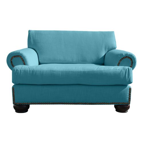 Regal In House Modern Velvet Upholstered Single Sofa - 82 Cm - تركواز