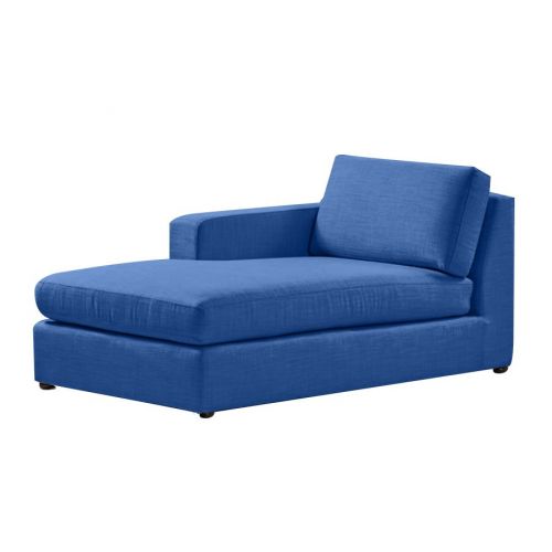 Velvet Chaise Lounge With One Armrest And Comfortable Design-Blue