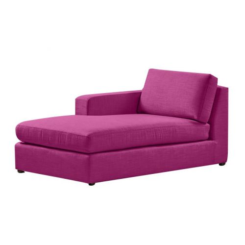 Velvet Chaise Lounge With One Armrest And Comfortable Design-Purple
