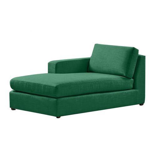 Velvet Chaise Lounge With One Armrest And Comfortable Design-Green