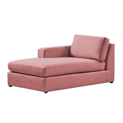 Velvet Chaise Lounge With One Armrest And Comfortable Design-Pink
