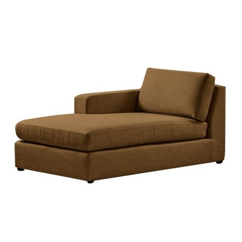 Velvet Chaise Lounge With One Armrest And Comfortable Design-Brown