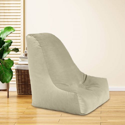 Harvey | Velvet Bean Bag Chair, Small, Light Beige, In House