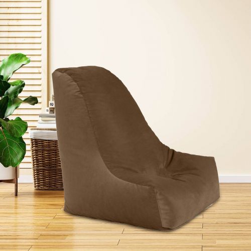 Harvey | Velvet Bean Bag Chair, Small, Light Brown, In House