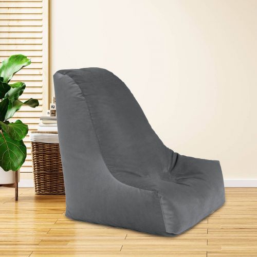 Harvey | Velvet Bean Bag Chair, Small, Gray, In House
