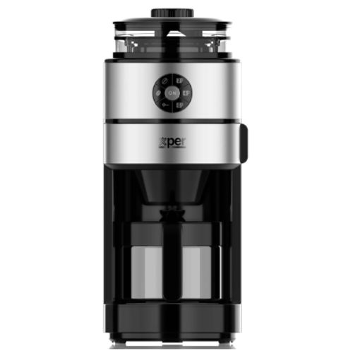 Coffee Maker with Grinder - 750 ml - 820 W - Black & Silver - Xper